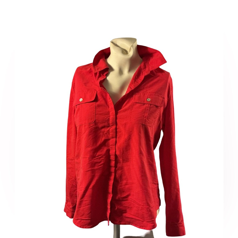 Chico's Vibrant Red Blouse with Classic Collar